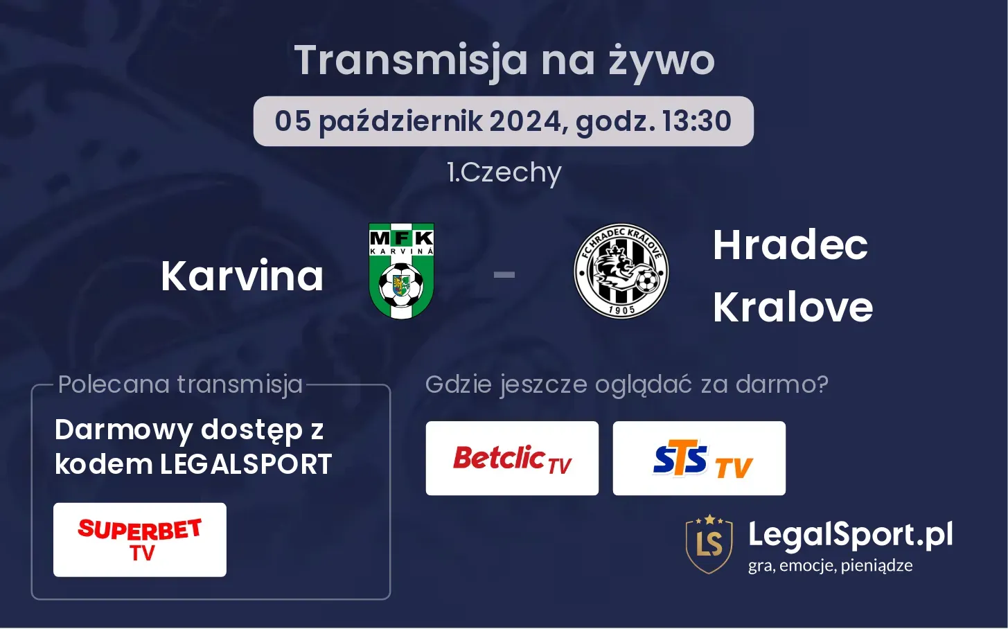 Karvina - Hradec Kralove transmisja na żywo