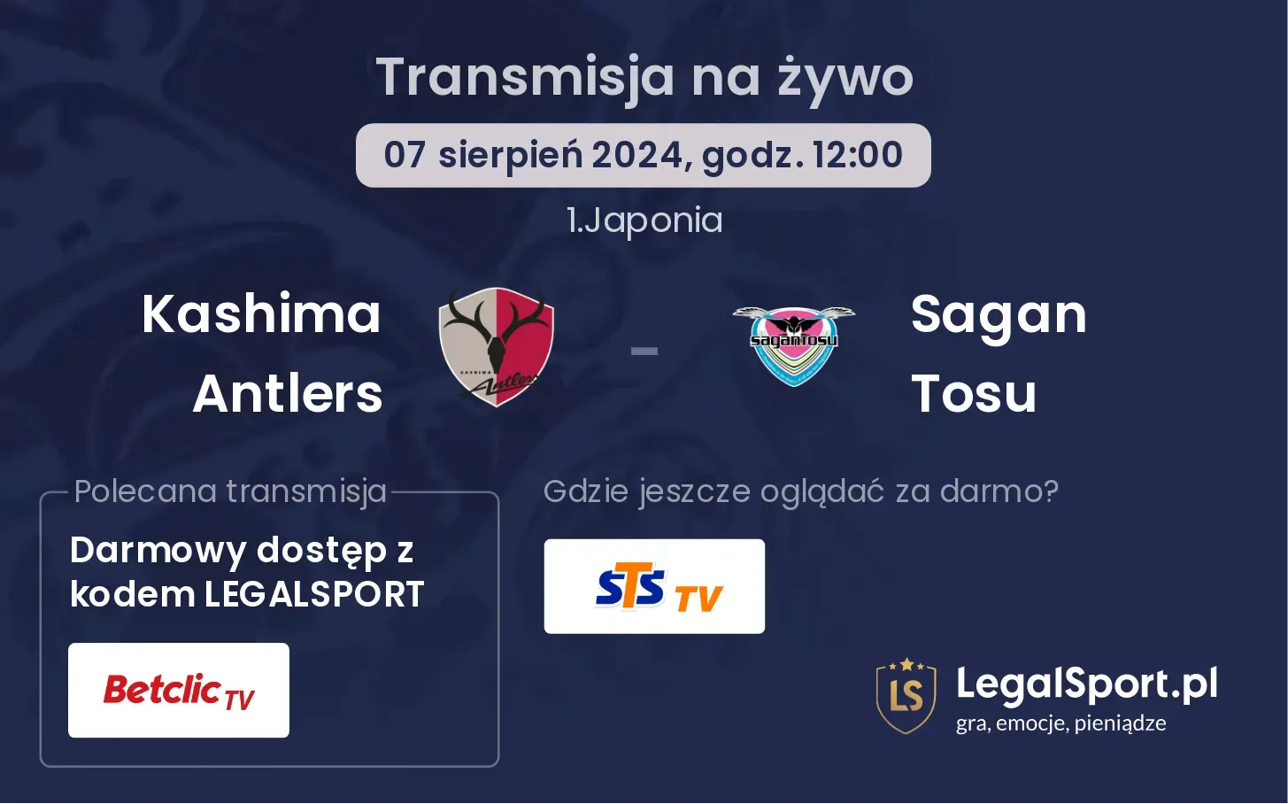 Kashima Antlers - Sagan Tosu transmisja na żywo