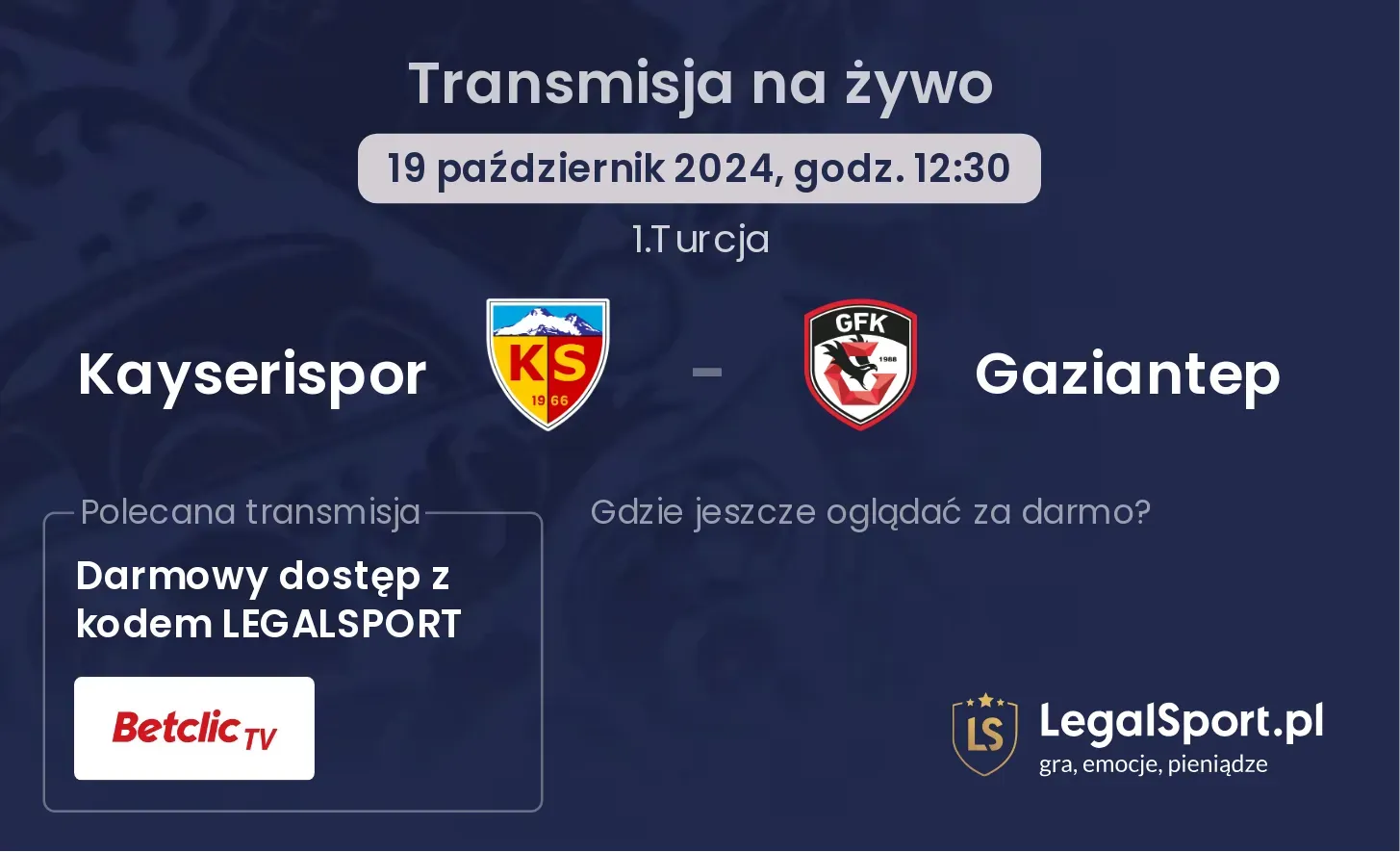 Kayserispor - Gaziantep gdzie oglądać? 19.10, godz. 12:30