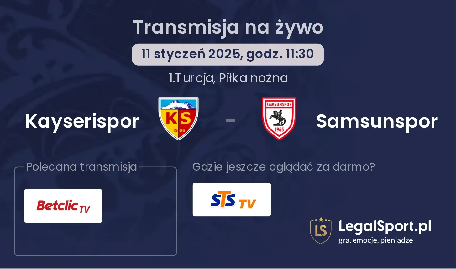 Kayserispor - Samsunspor transmisja na żywo