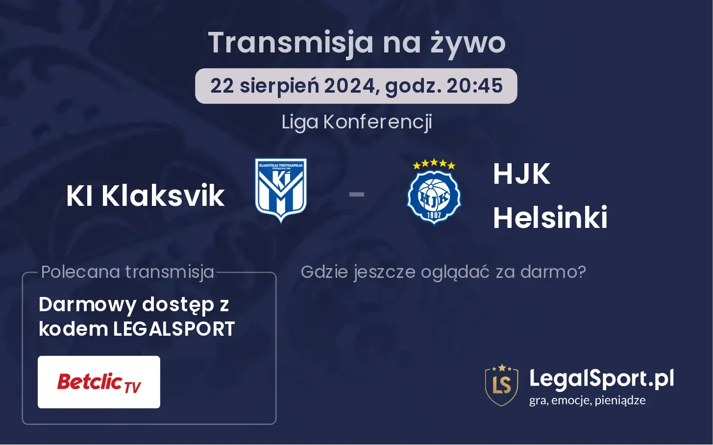 KI Klaksvik - HJK Helsinki transmisja na żywo