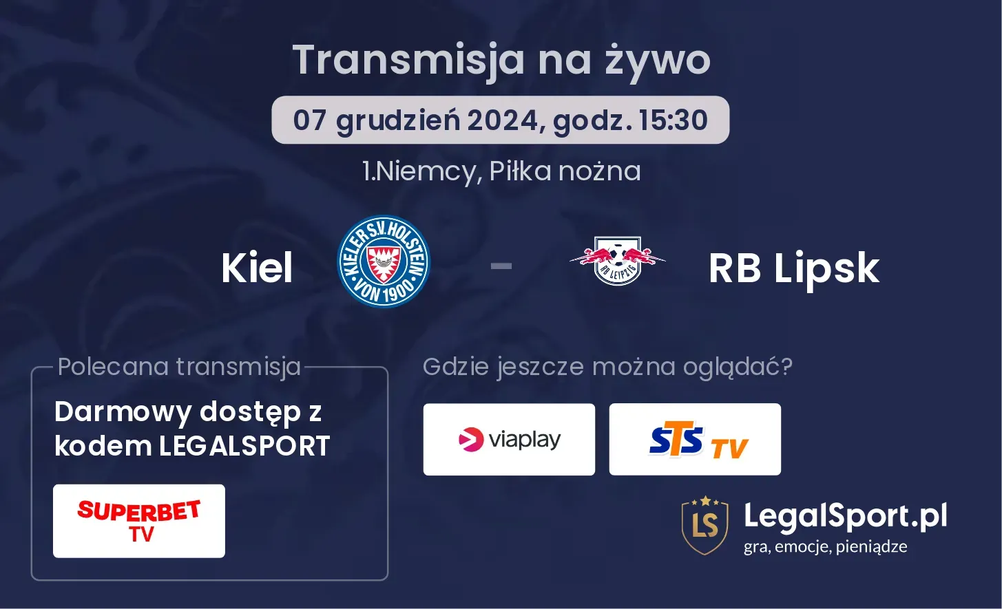 Kiel - RB Lipsk transmisja na żywo