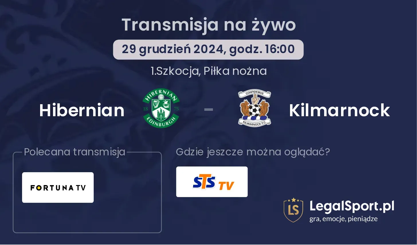 Hibernian - Kilmarnock gdzie oglądać transmisję?