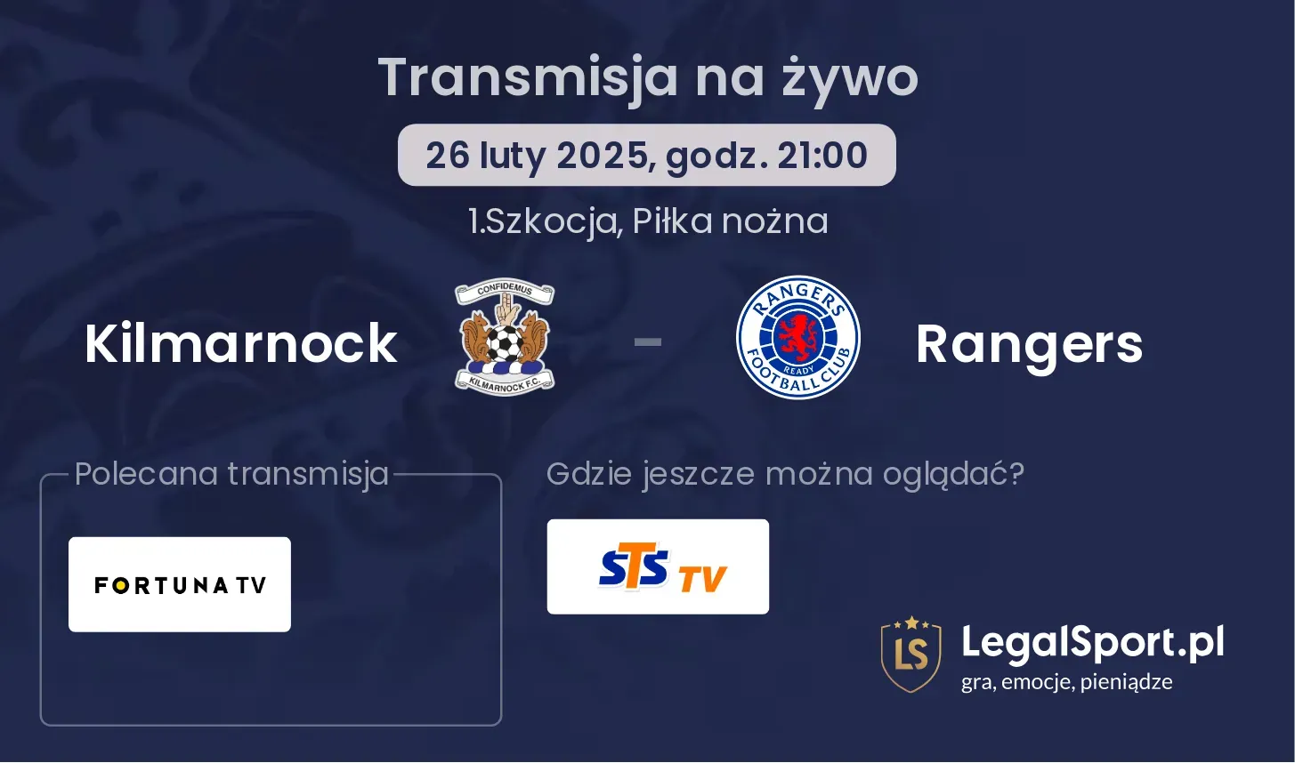 Kilmarnock - Rangers gdzie oglądać transmisję?