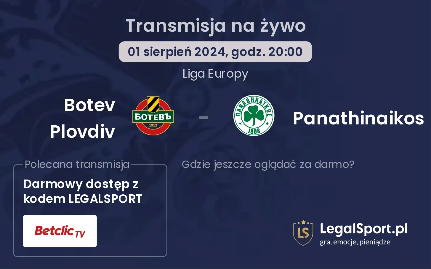 Botev Plovdiv - Panathinaikos transmisja na żywo