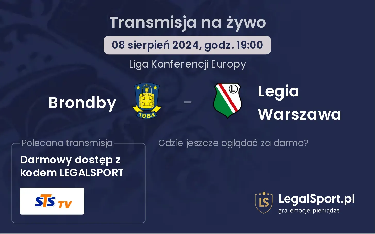 Brondby - Legia Warszawa transmisja na żywo