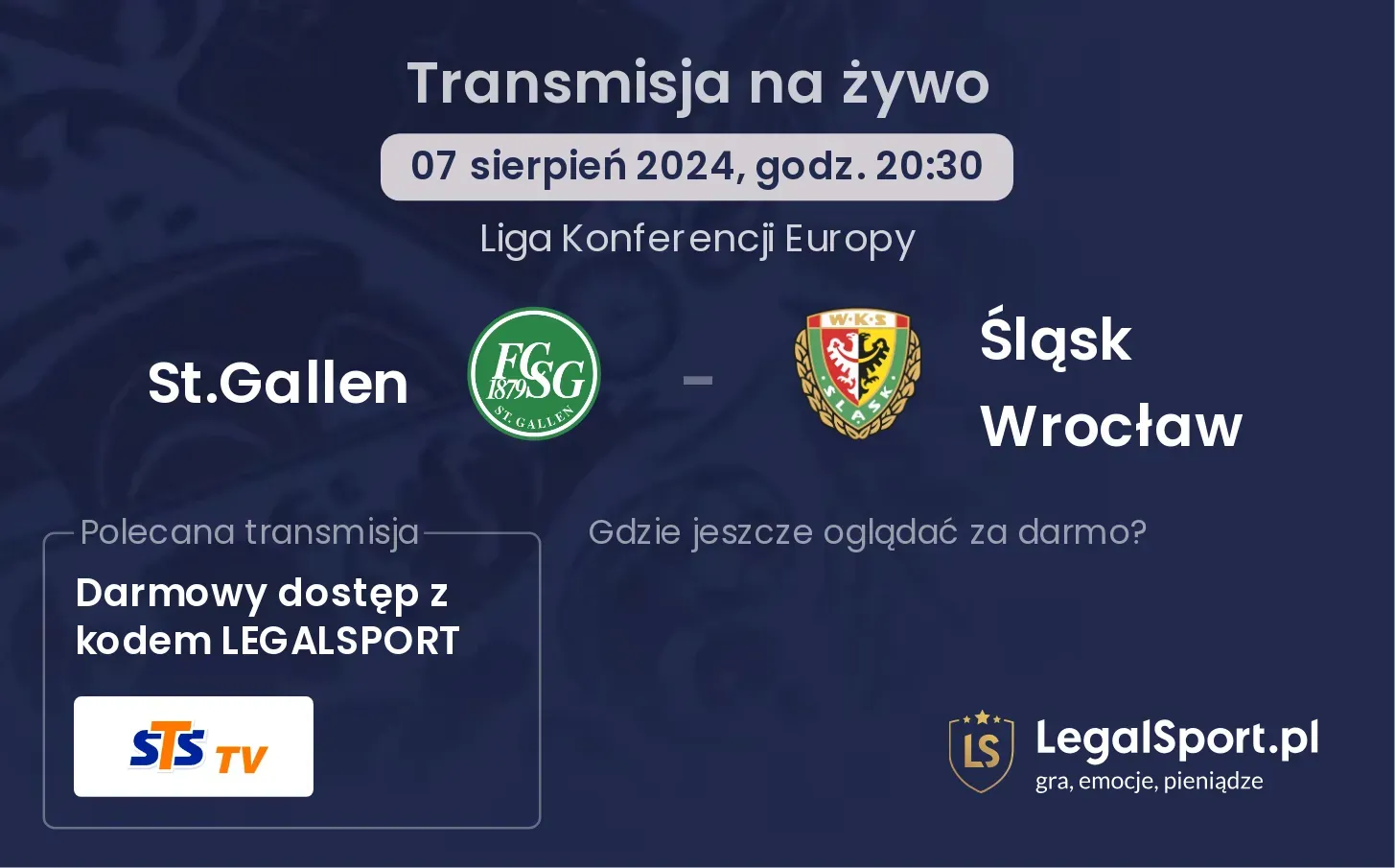 St.Gallen - Śląsk Wrocław transmisja na żywo