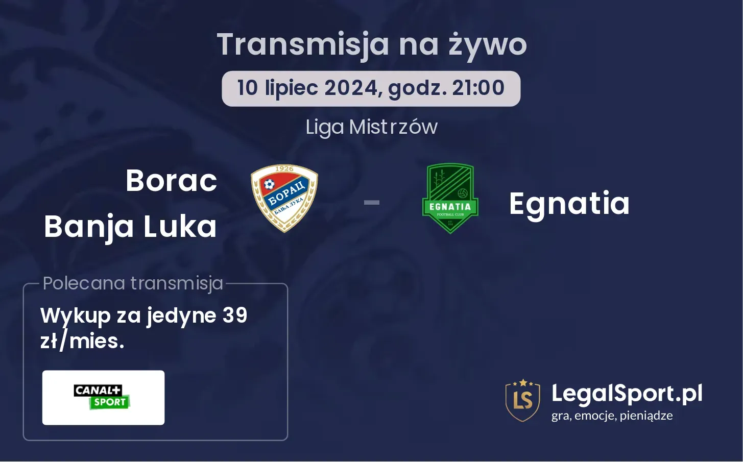 Borac Banja Luka - Egnatia transmisja na żywo