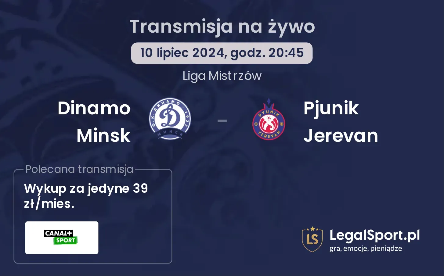 Dinamo Minsk - Pjunik Jerevan transmisja na żywo