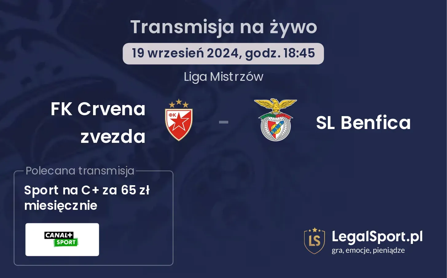 FK Crvena zvezda - SL Benfica transmisja na żywo