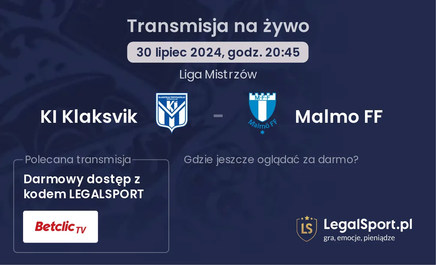 KI Klaksvik - Malmo FF transmisja na żywo