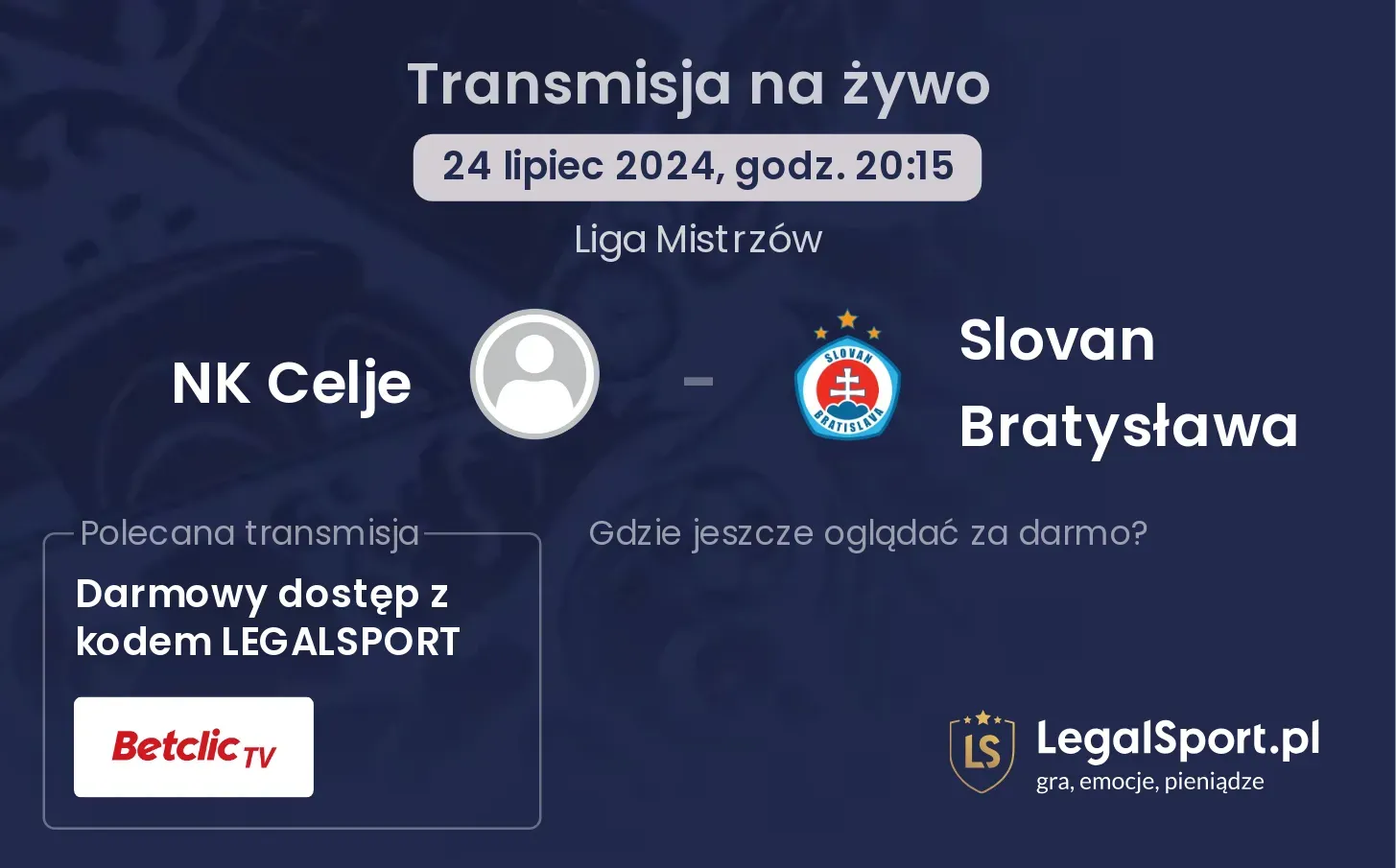 NK Celje - Slovan Bratysława transmisja na żywo