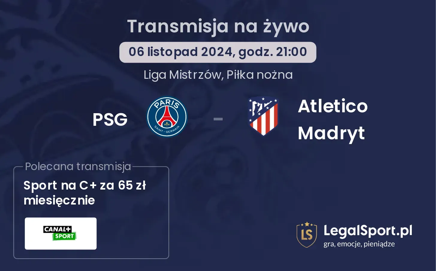 PSG - Atletico Madryt gdzie oglądać? 06.11, godz. 21:00