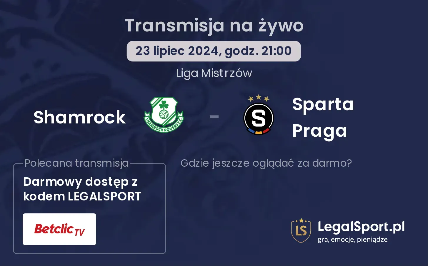 Shamrock - Sparta Praga transmisja na żywo