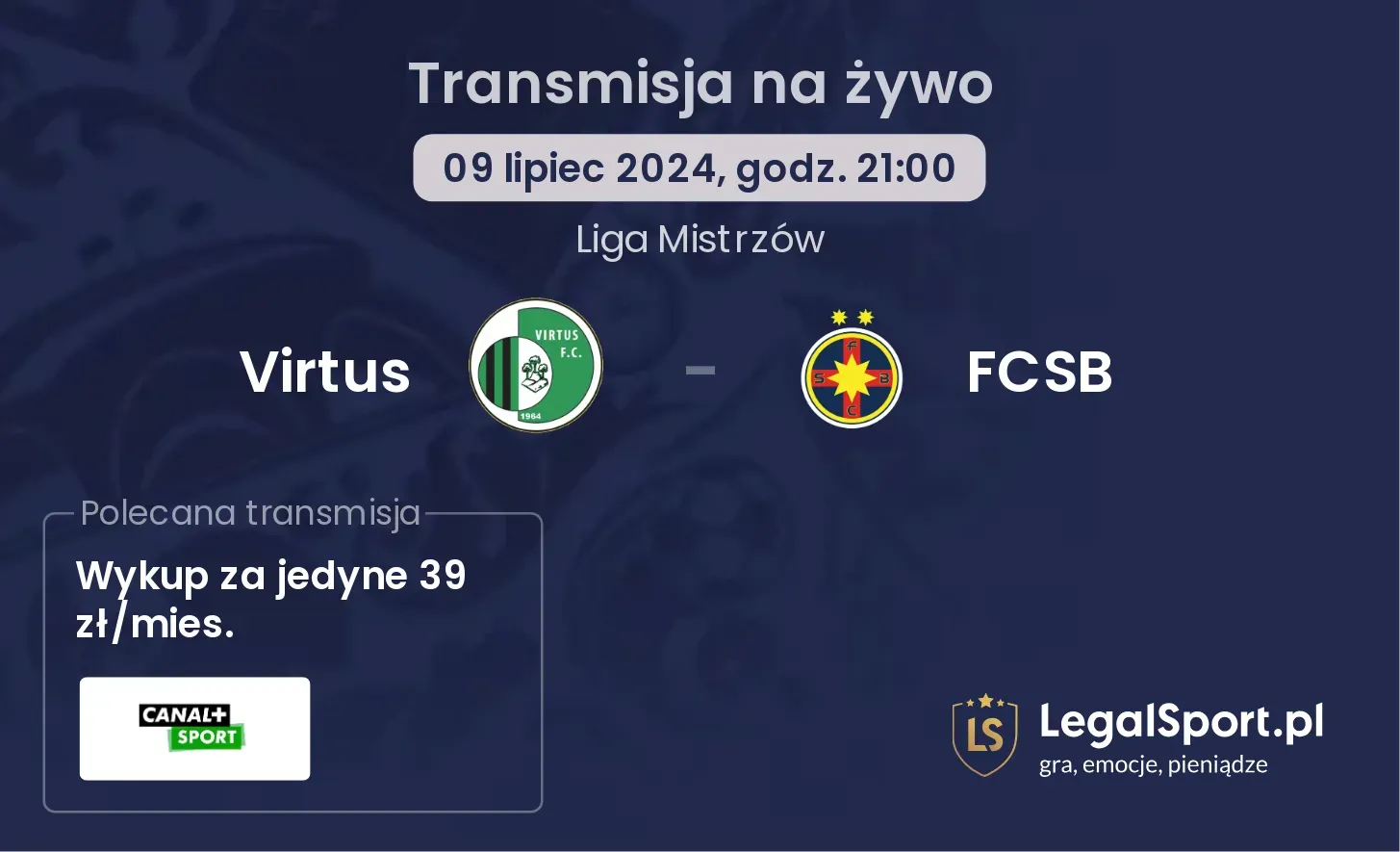 Virtus - FCSB transmisja na żywo