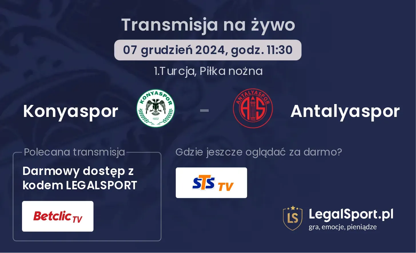 Konyaspor - Antalyaspor transmisja na żywo