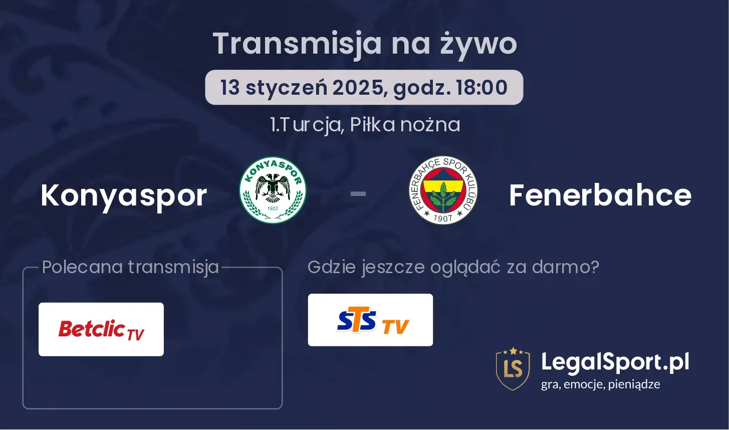 Konyaspor - Fenerbahce transmisja na żywo