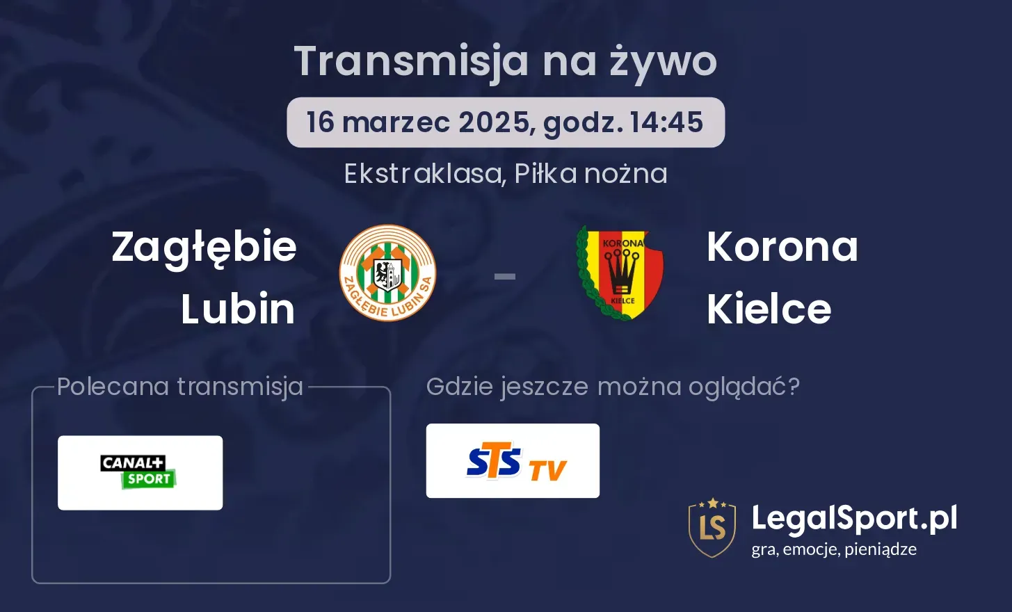 Zagłębie Lubin - Korona Kielce gdzie oglądać?