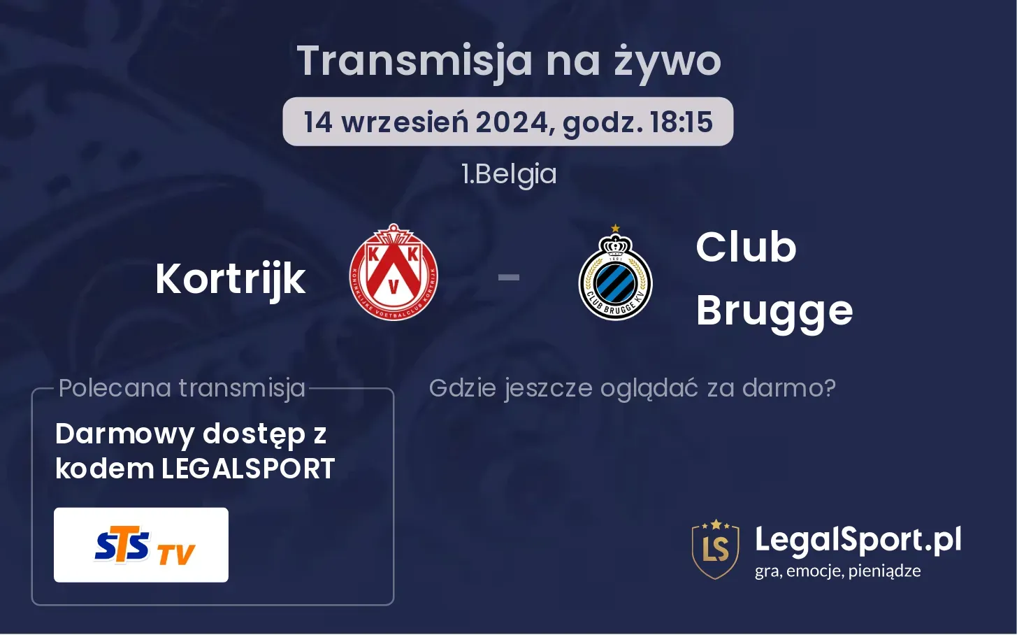 Kortrijk - Club Brugge transmisja na żywo