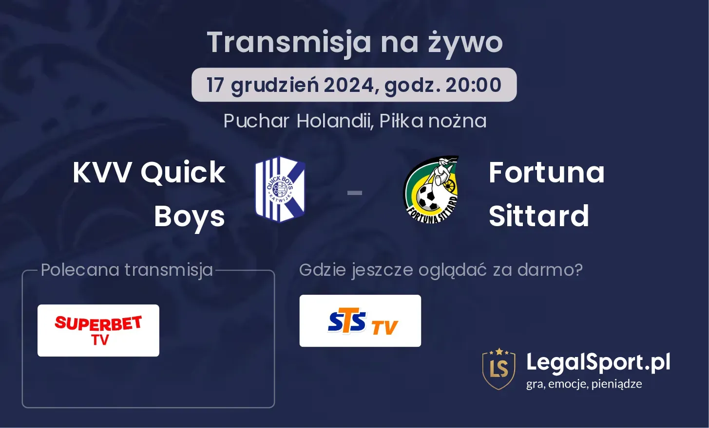 KVV Quick Boys - Fortuna Sittard transmisja na żywo