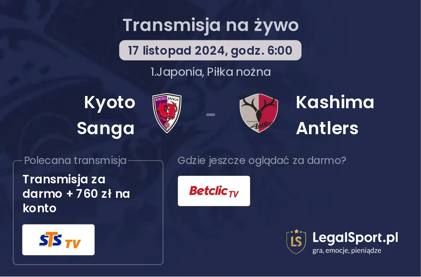 Kyoto Sanga - Kashima Antlers transmisja na żywo