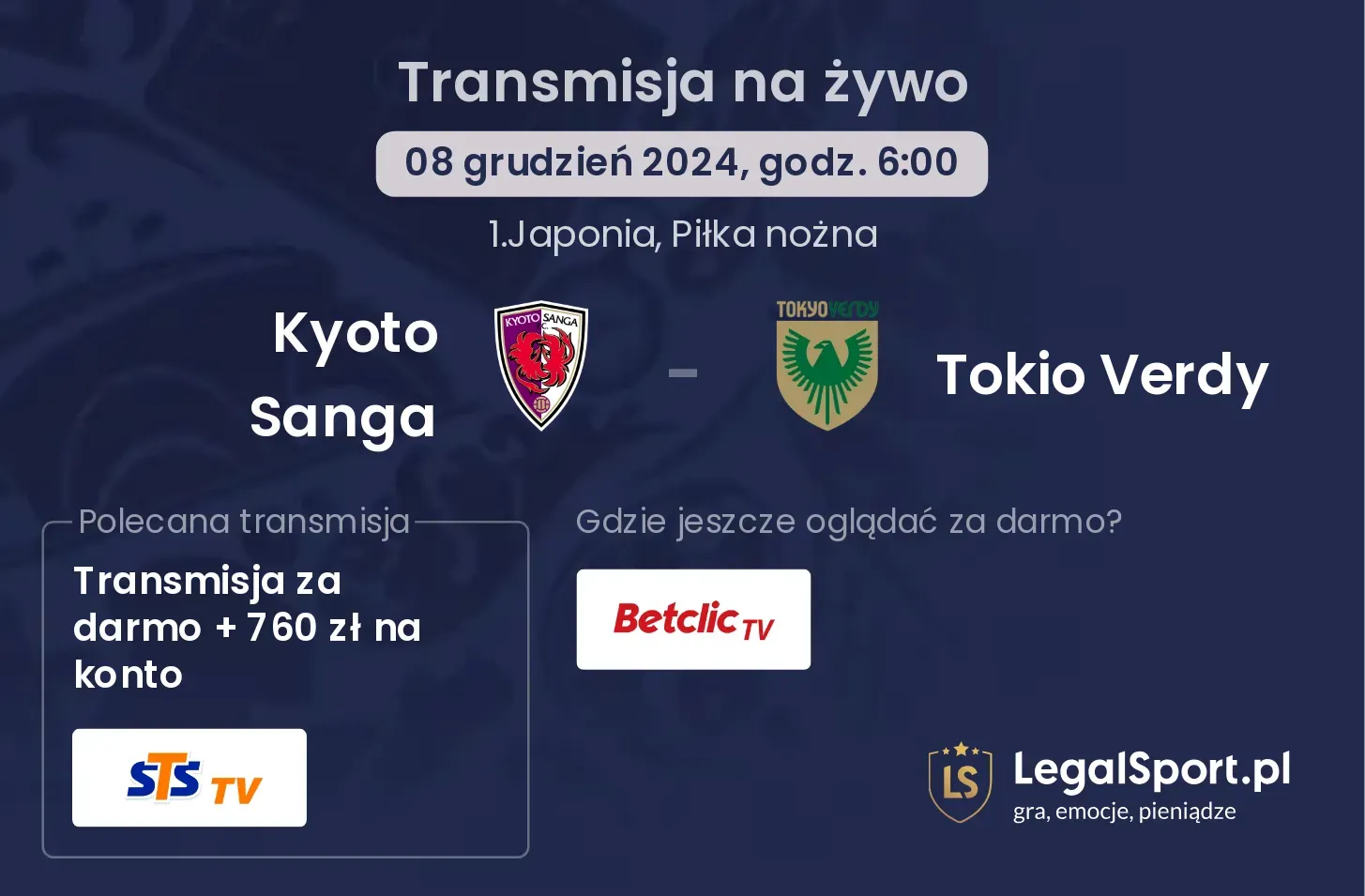 Kyoto Sanga - Tokio Verdy transmisja na żywo