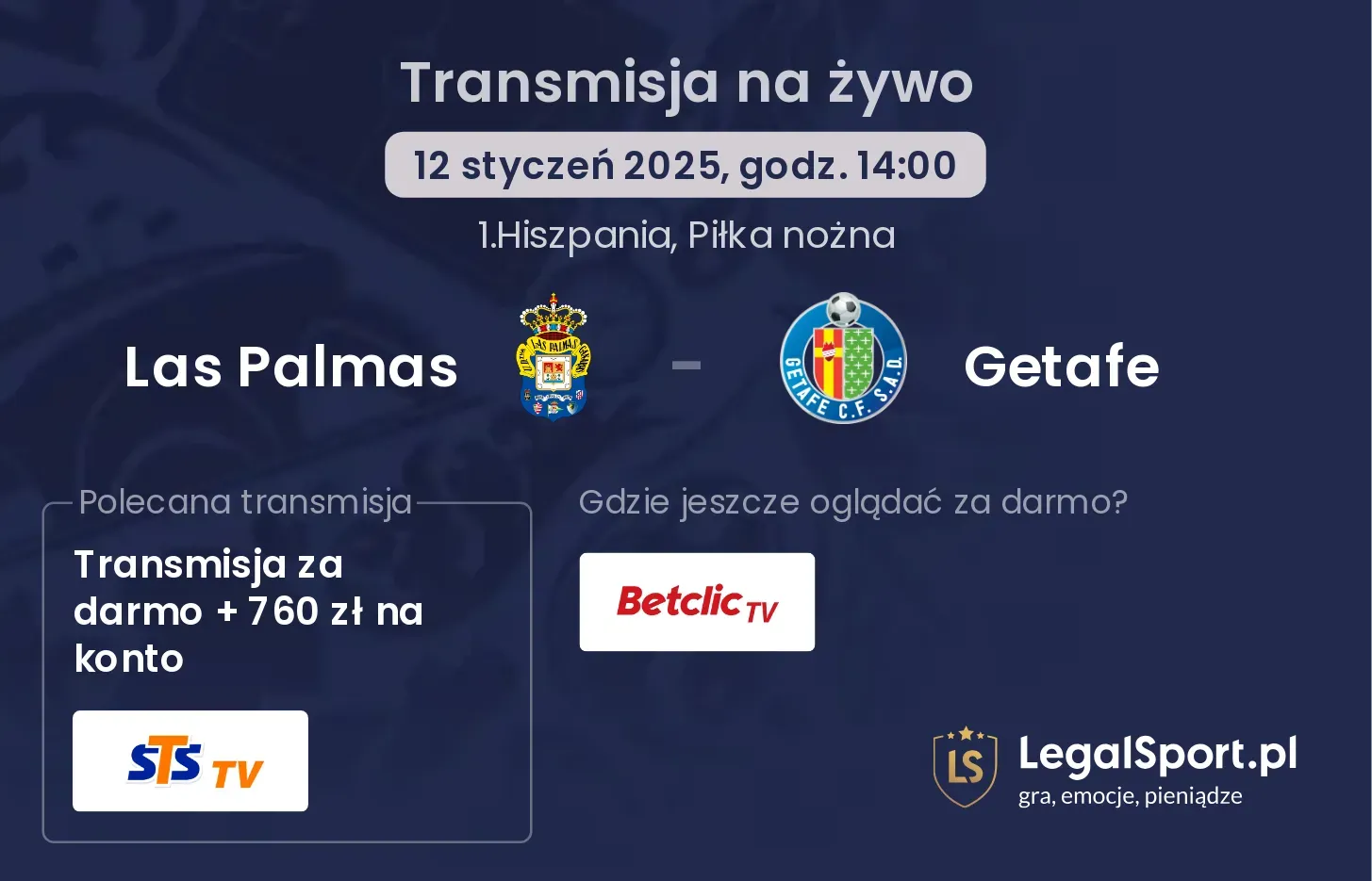 Las Palmas - Getafe transmisja na żywo