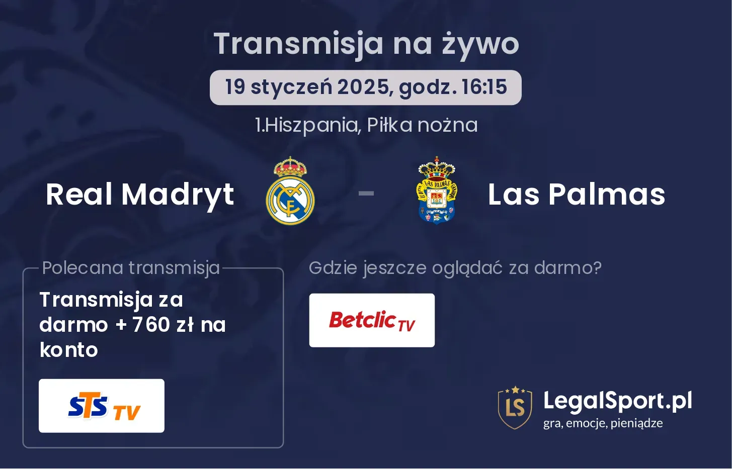 Real Madryt - Las Palmas gdzie oglądać transmisję?