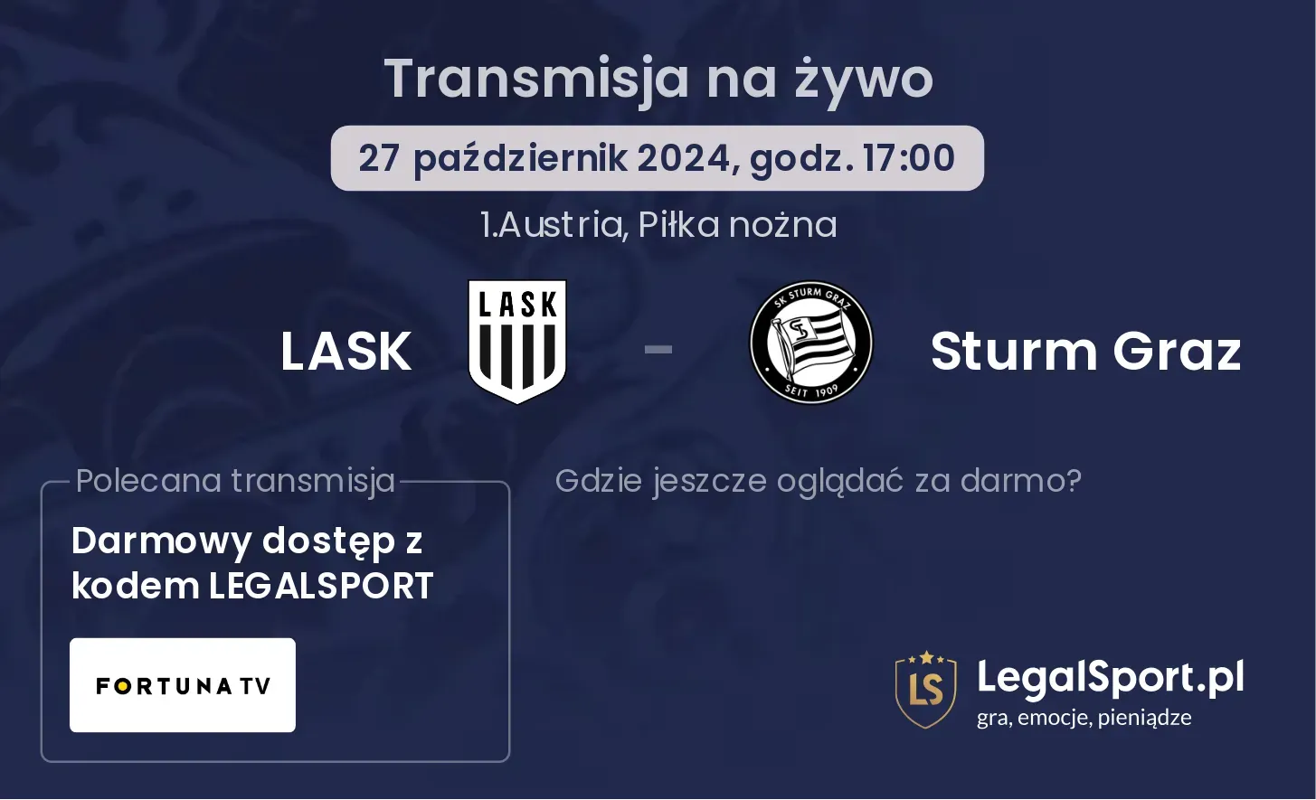 LASK - Sturm Graz gdzie oglądać? 27.10, godz. 17:00