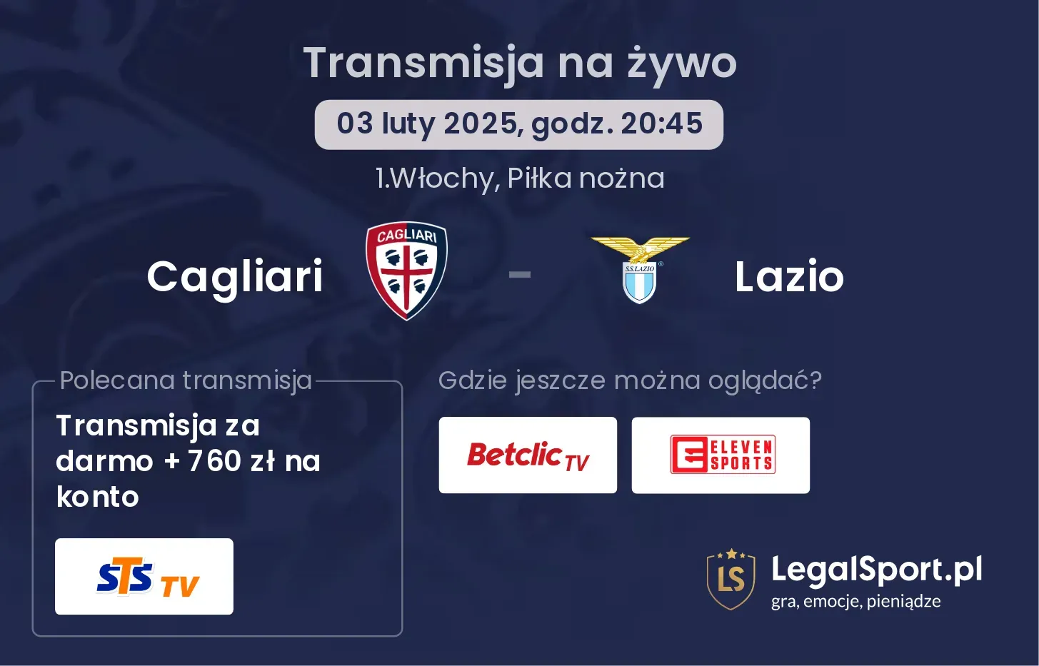 Cagliari - Lazio gdzie oglądać?