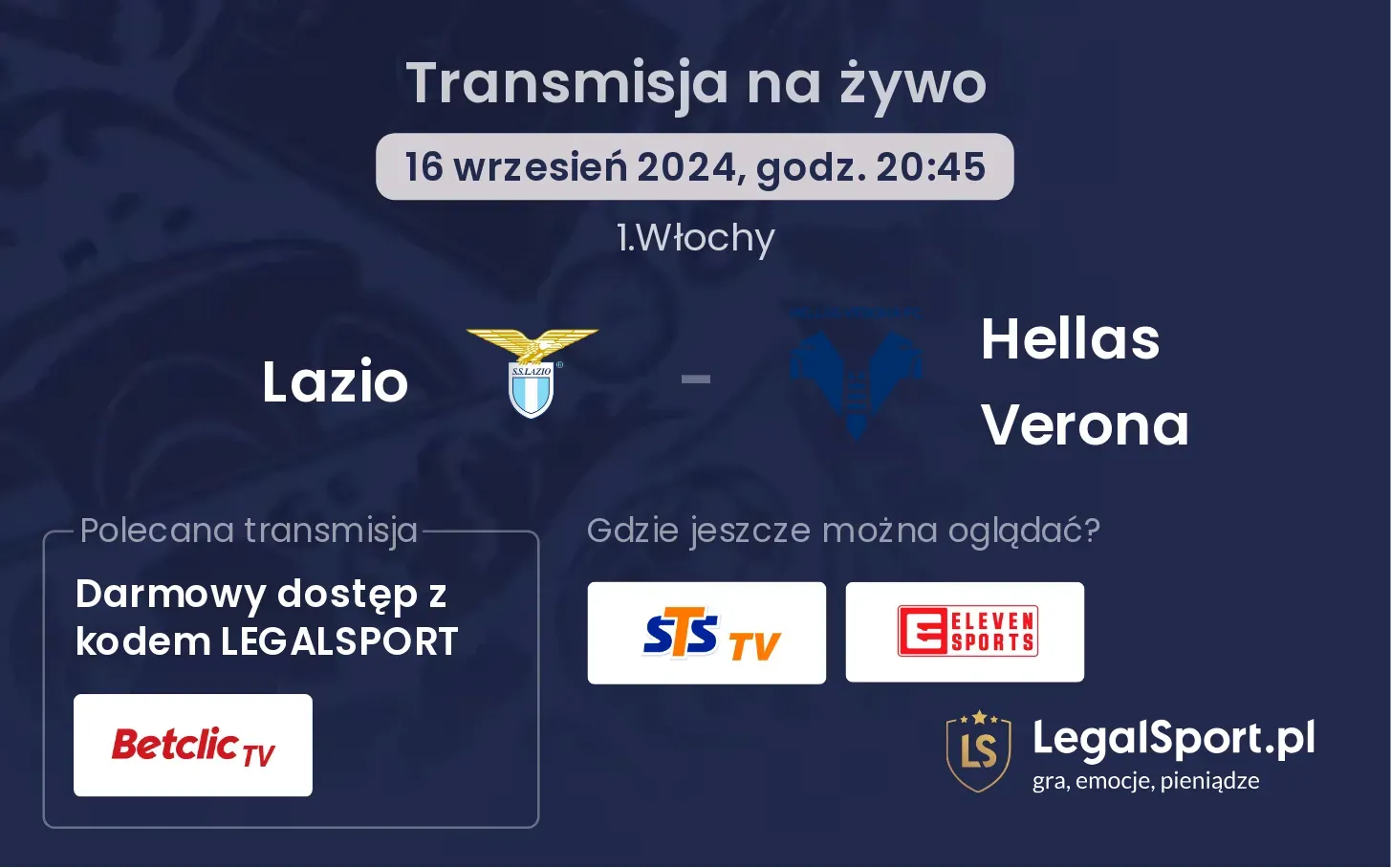 Lazio - Hellas Verona transmisja na żywo