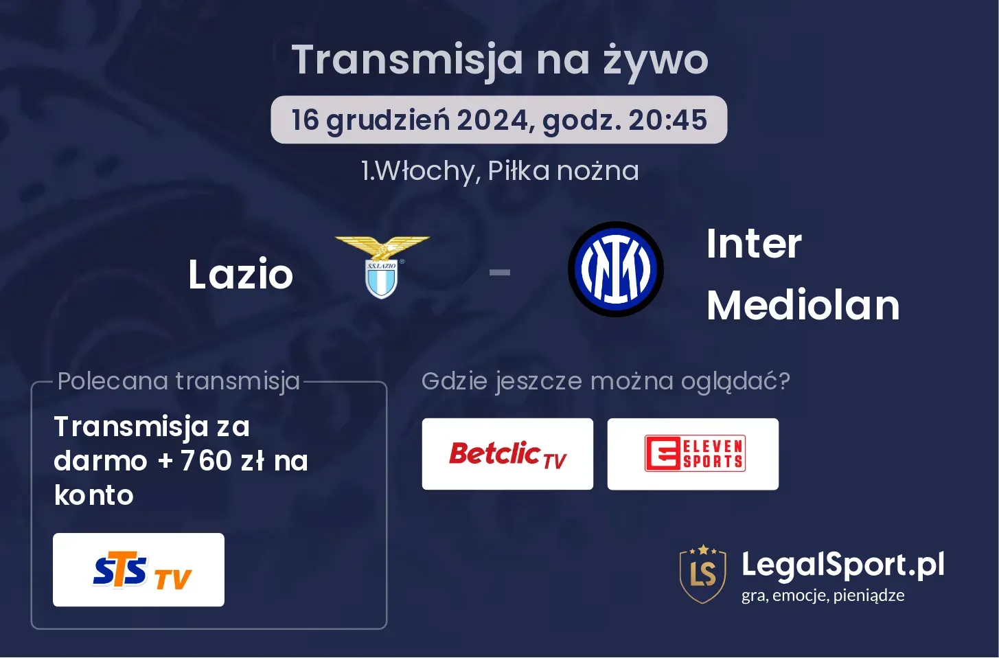 Lazio - Inter Mediolan gdzie oglądać?