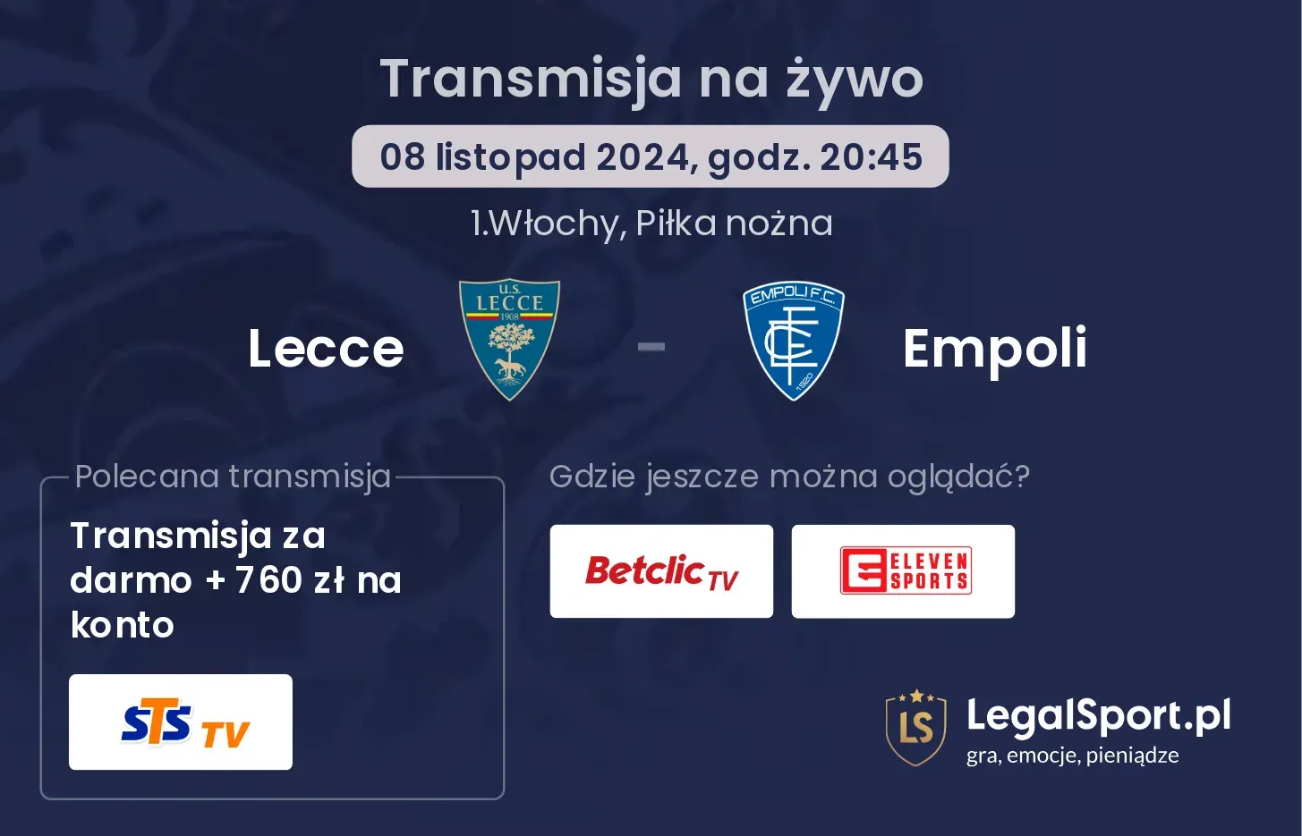 Lecce - Empoli transmisja na żywo