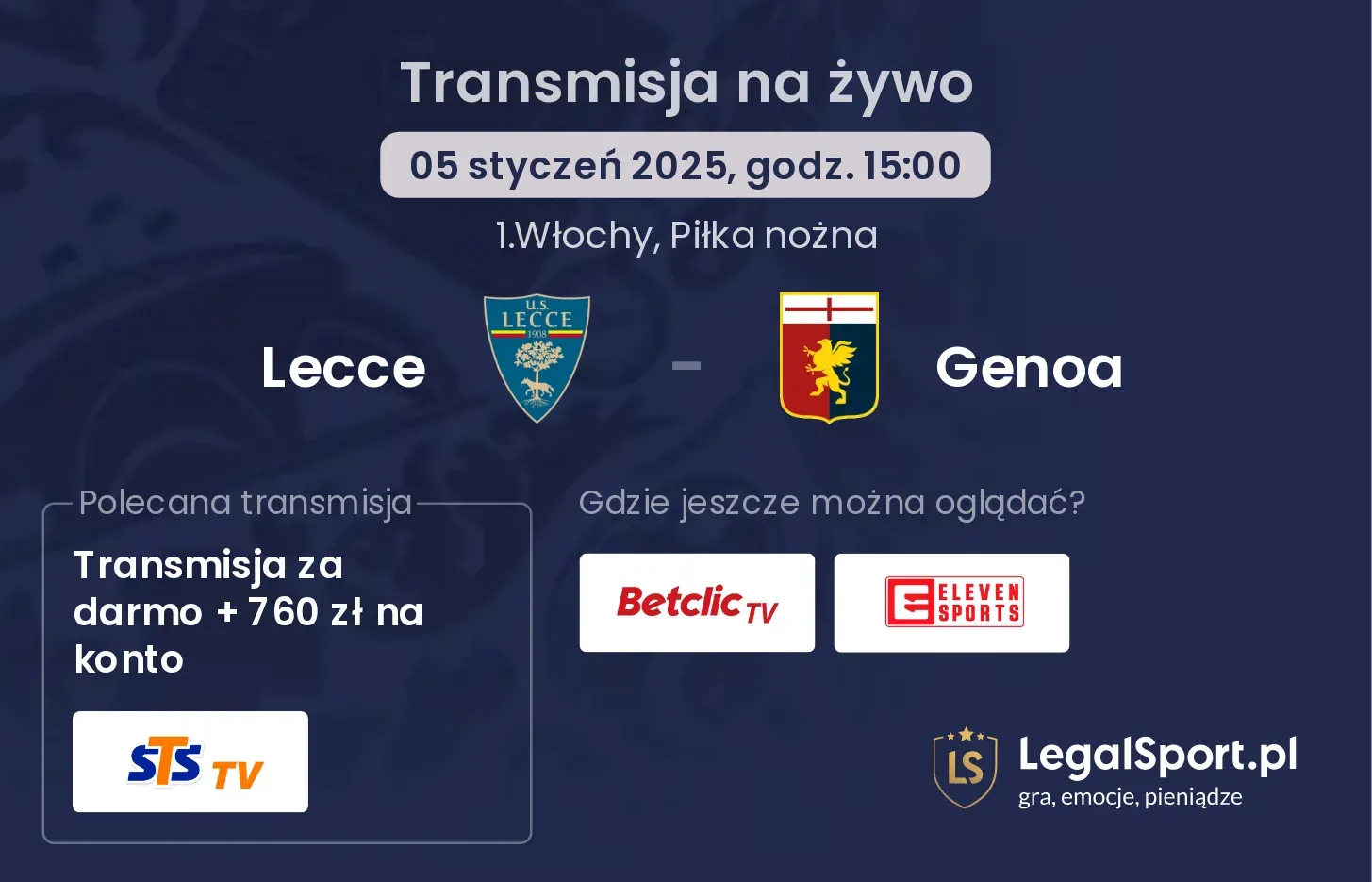 Lecce - Genoa transmisja na żywo