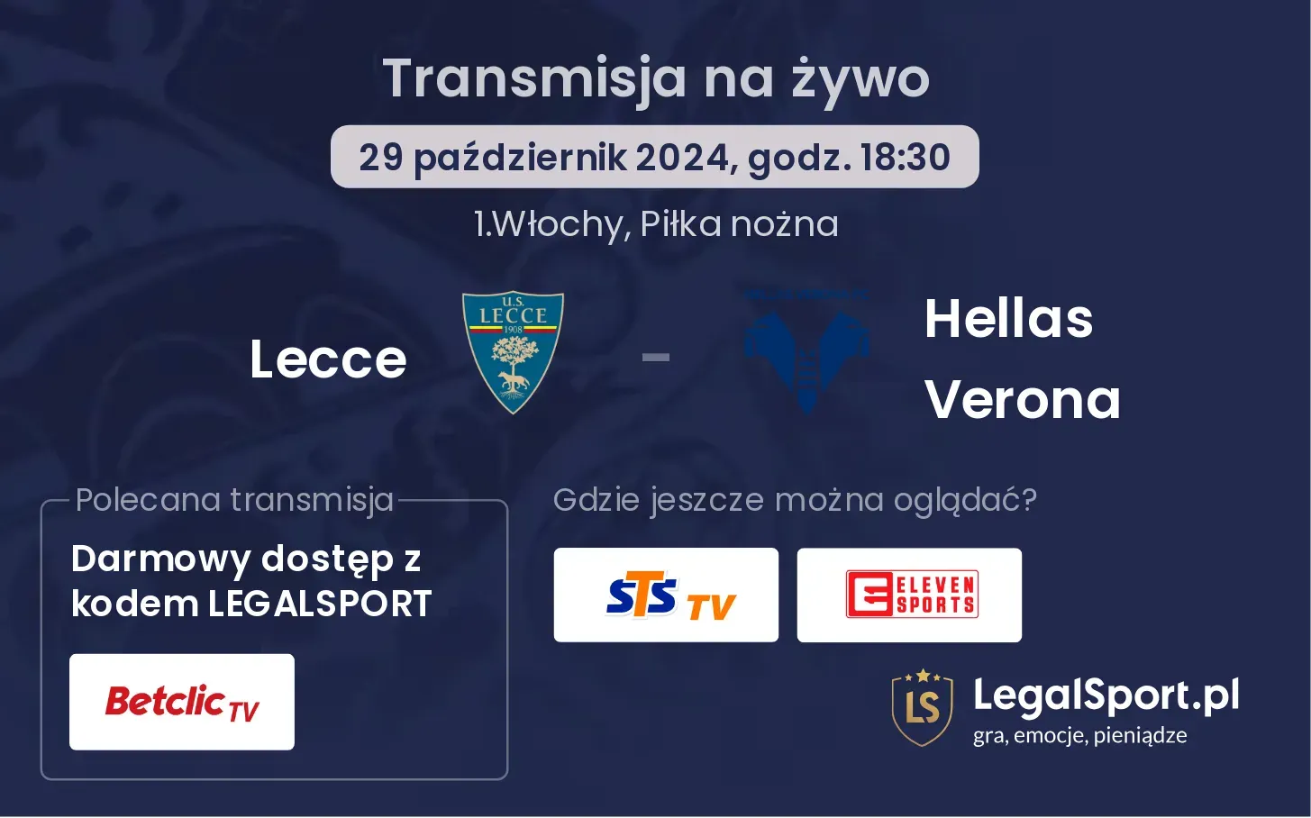 Lecce - Hellas Verona gdzie oglądać? 29.10, godz. 18:30