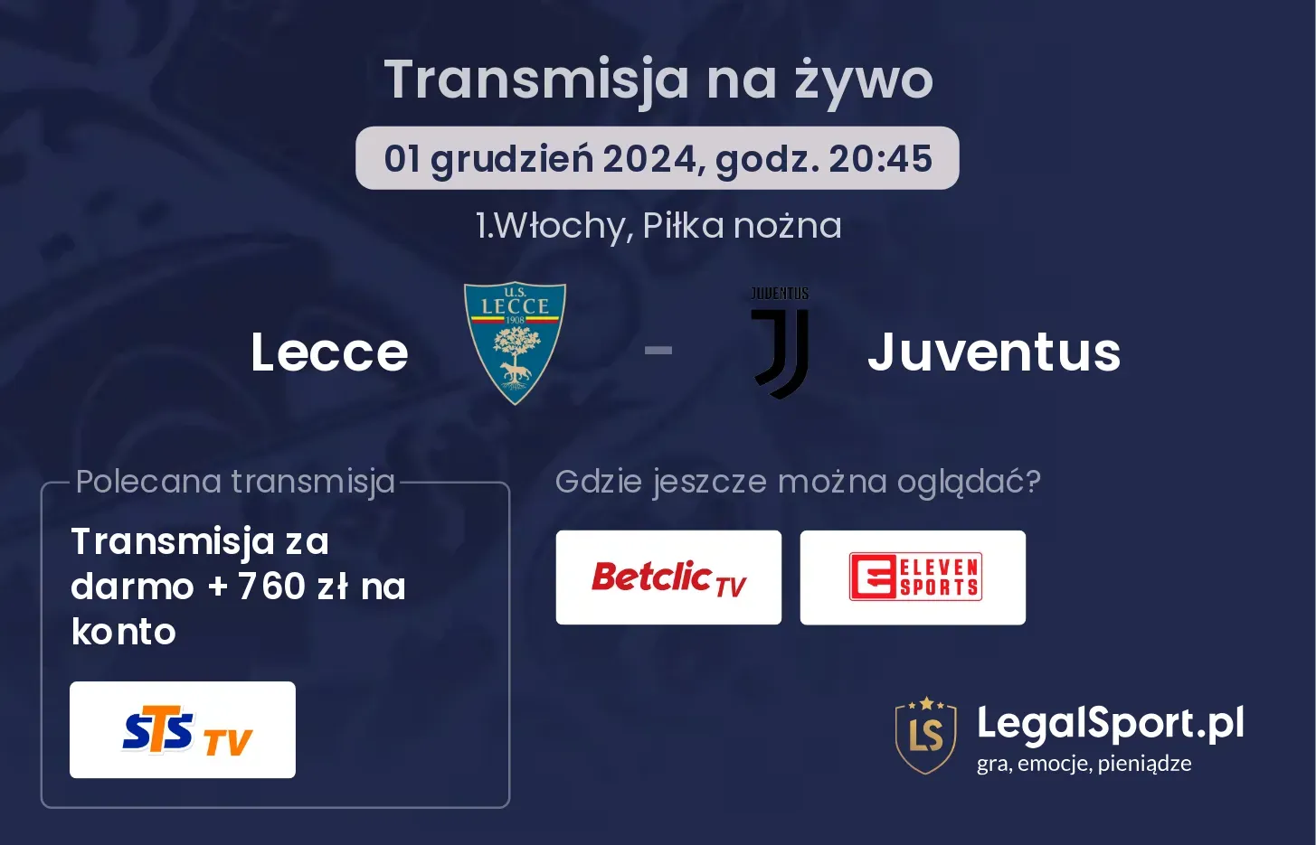 Lecce - Juventus transmisja na żywo