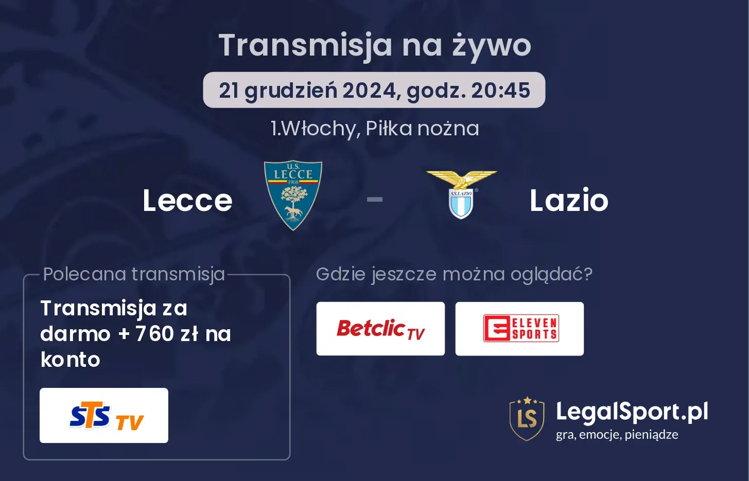 Lecce - Lazio gdzie oglądać?