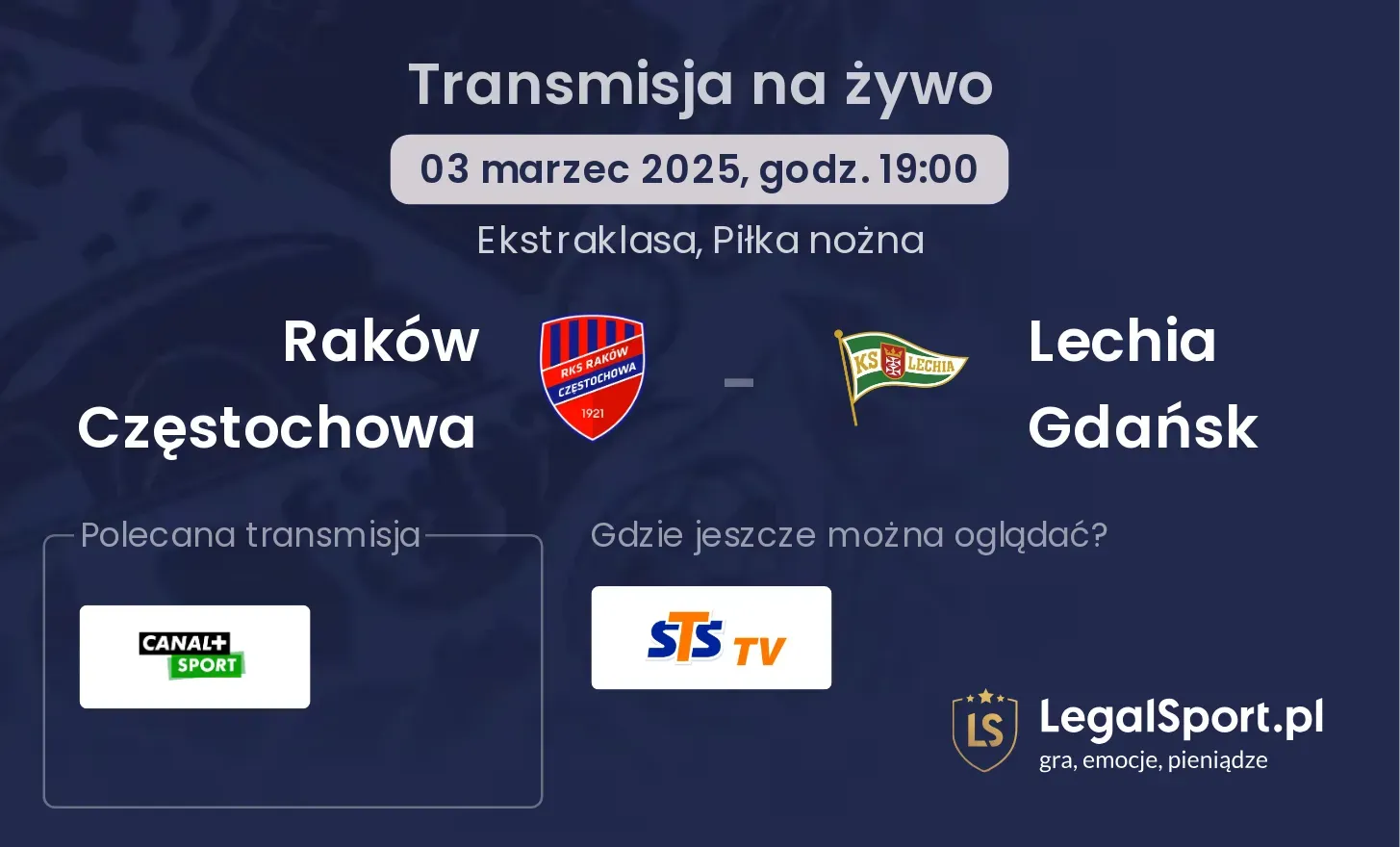 Raków Częstochowa - Lechia Gdańsk gdzie oglądać?