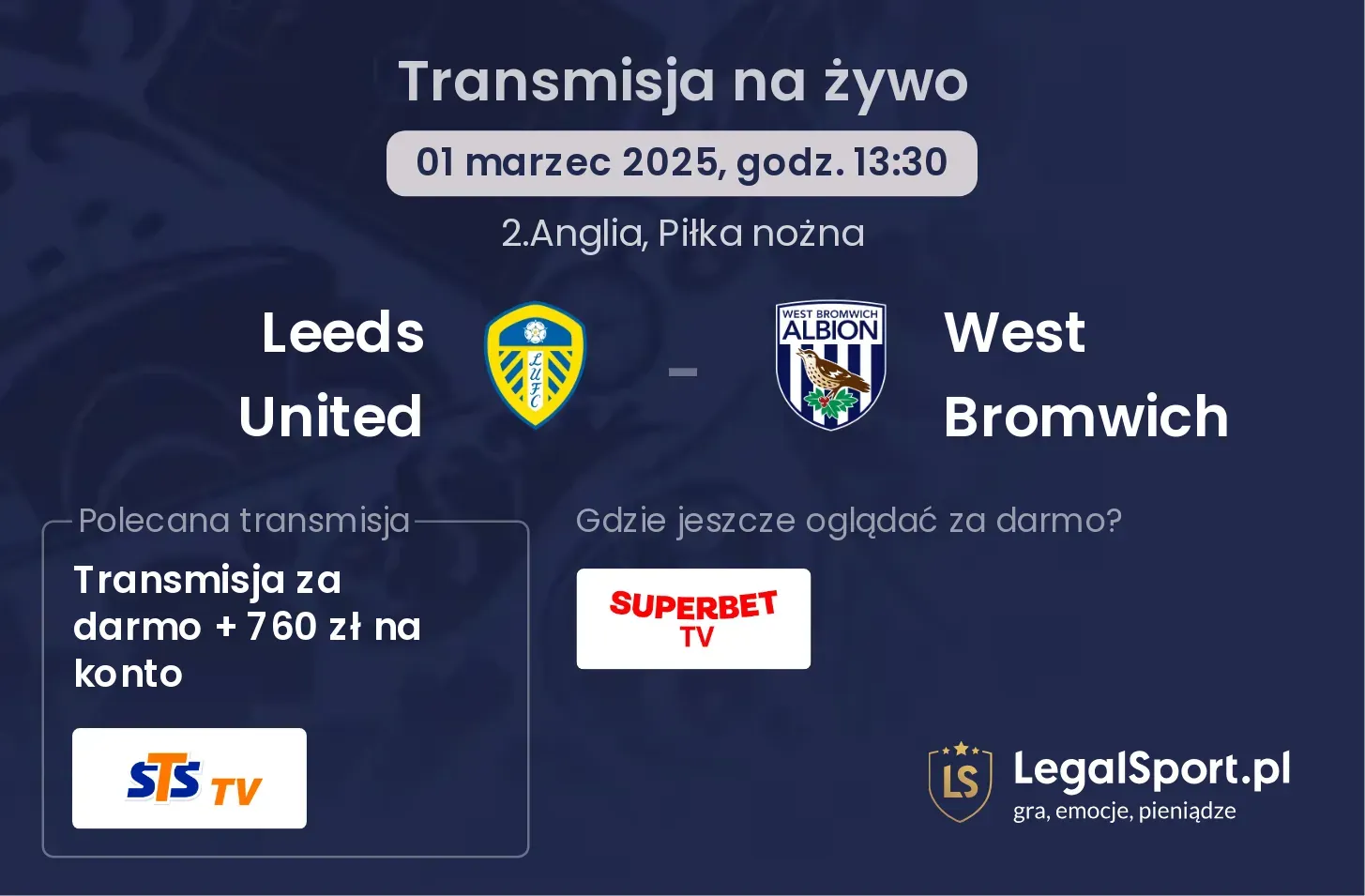 Leeds United - West Bromwich transmisja na żywo