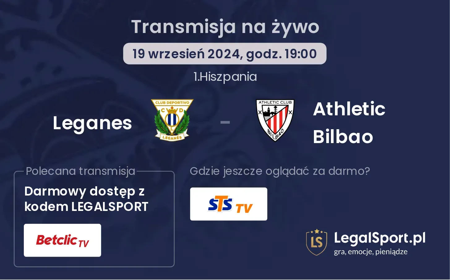 Leganes - Athletic Bilbao transmisja na żywo