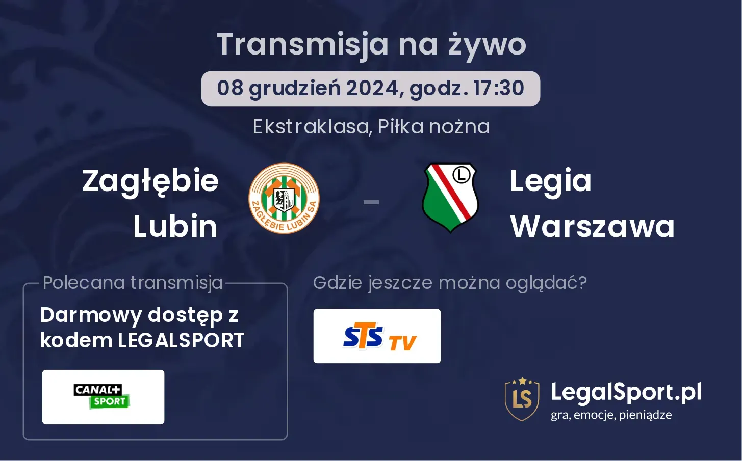 Zagłębie Lubin - Legia Warszawa gdzie oglądać?