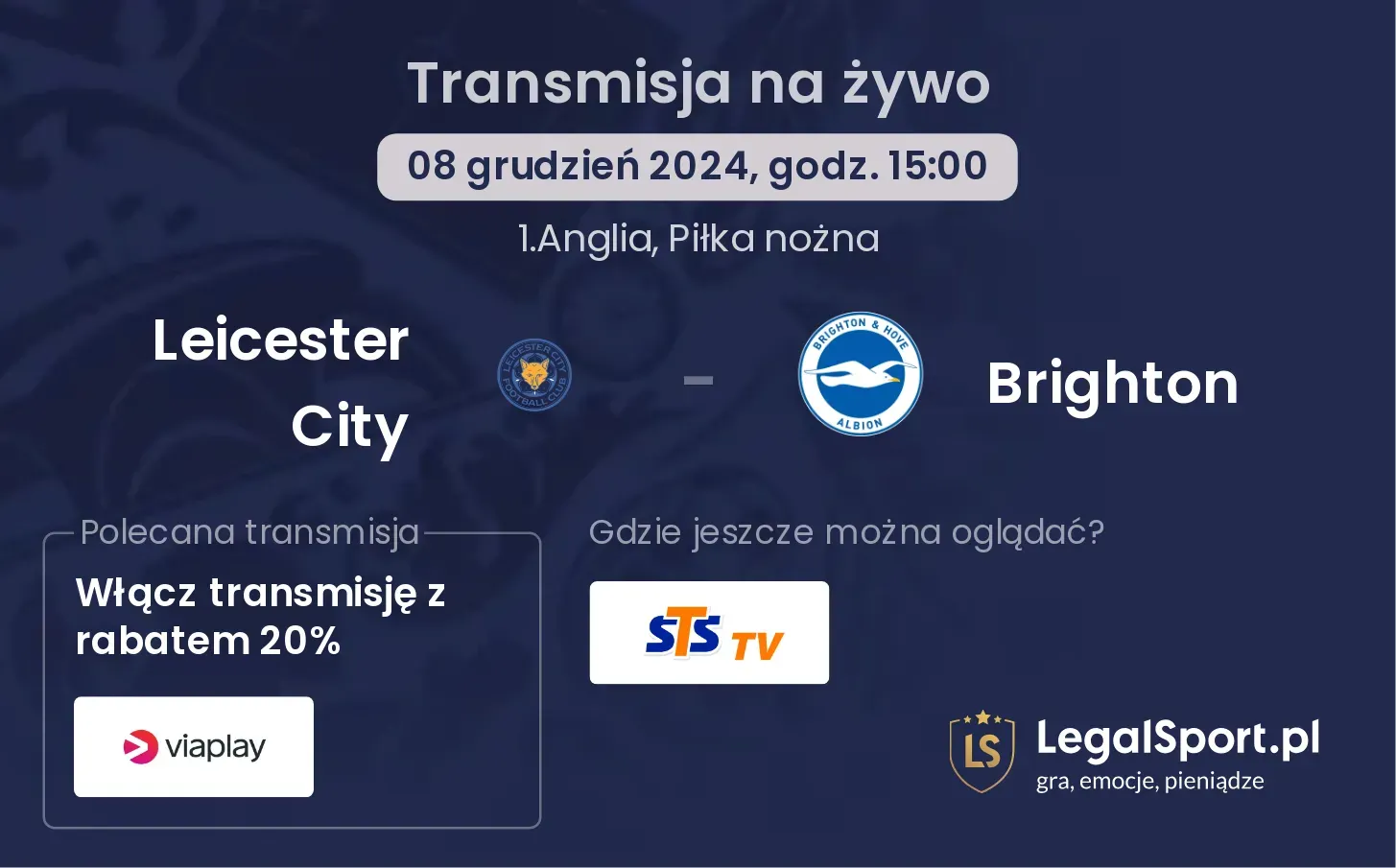 Leicester City - Brighton transmisja na żywo