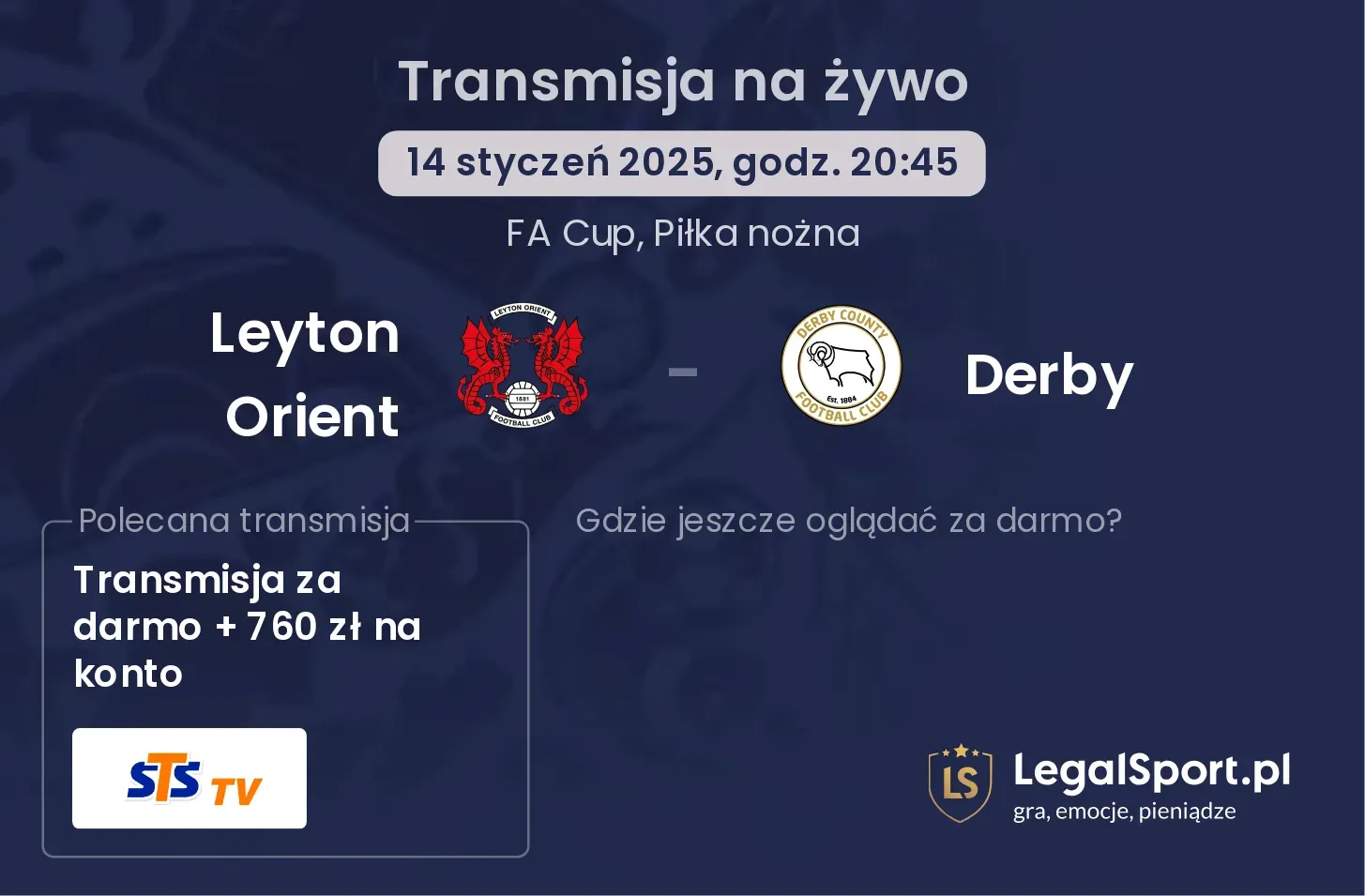 Leyton Orient - Derby transmisja na żywo