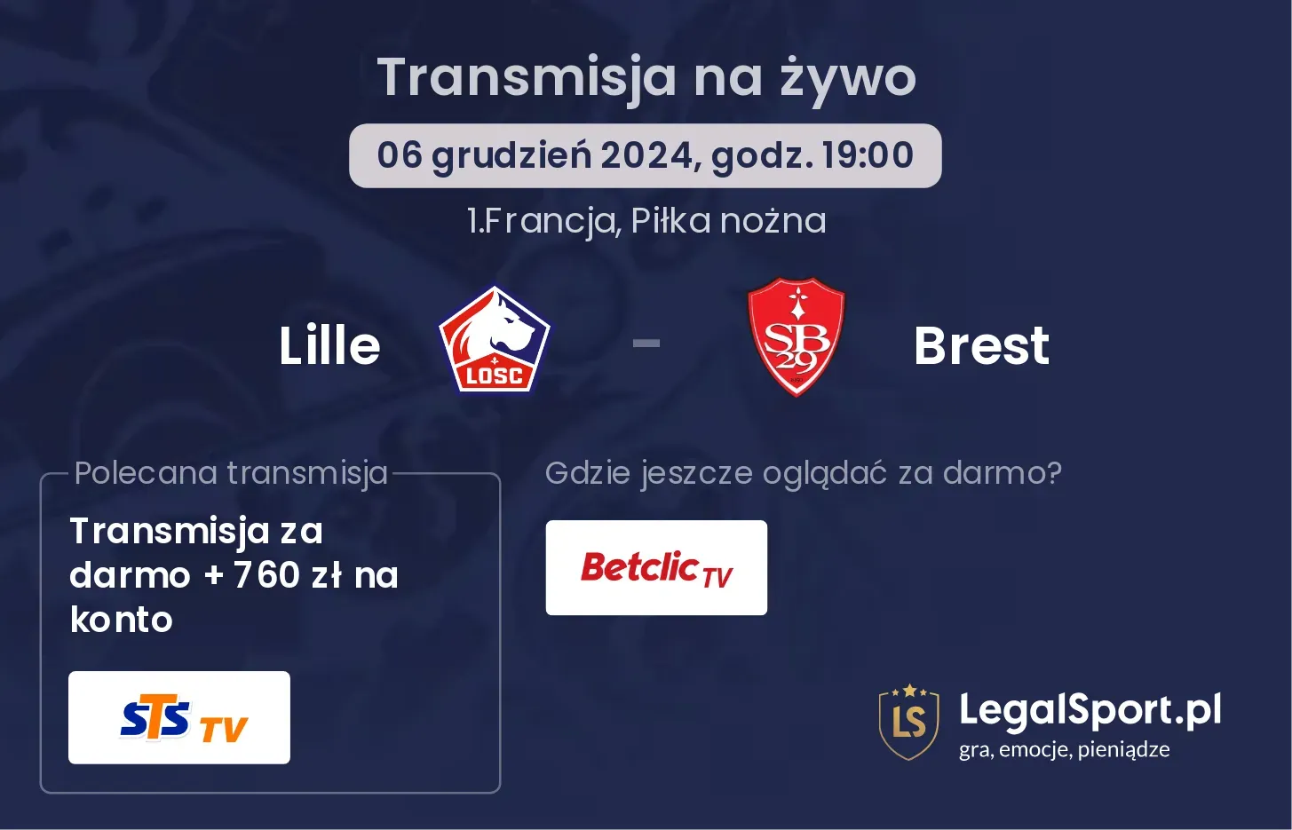 Lille - Brest transmisja na żywo