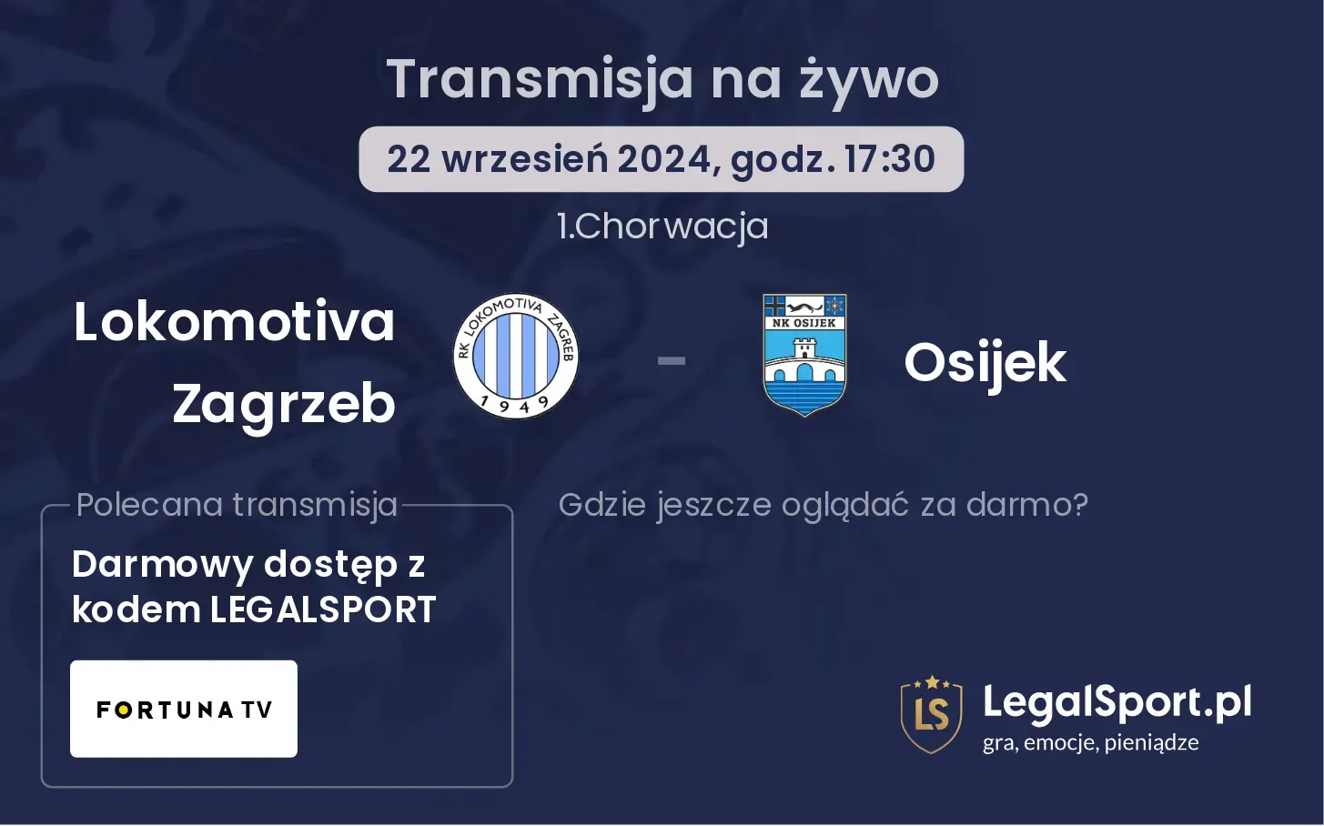 Lokomotiva Zagrzeb - Osijek transmisja na żywo