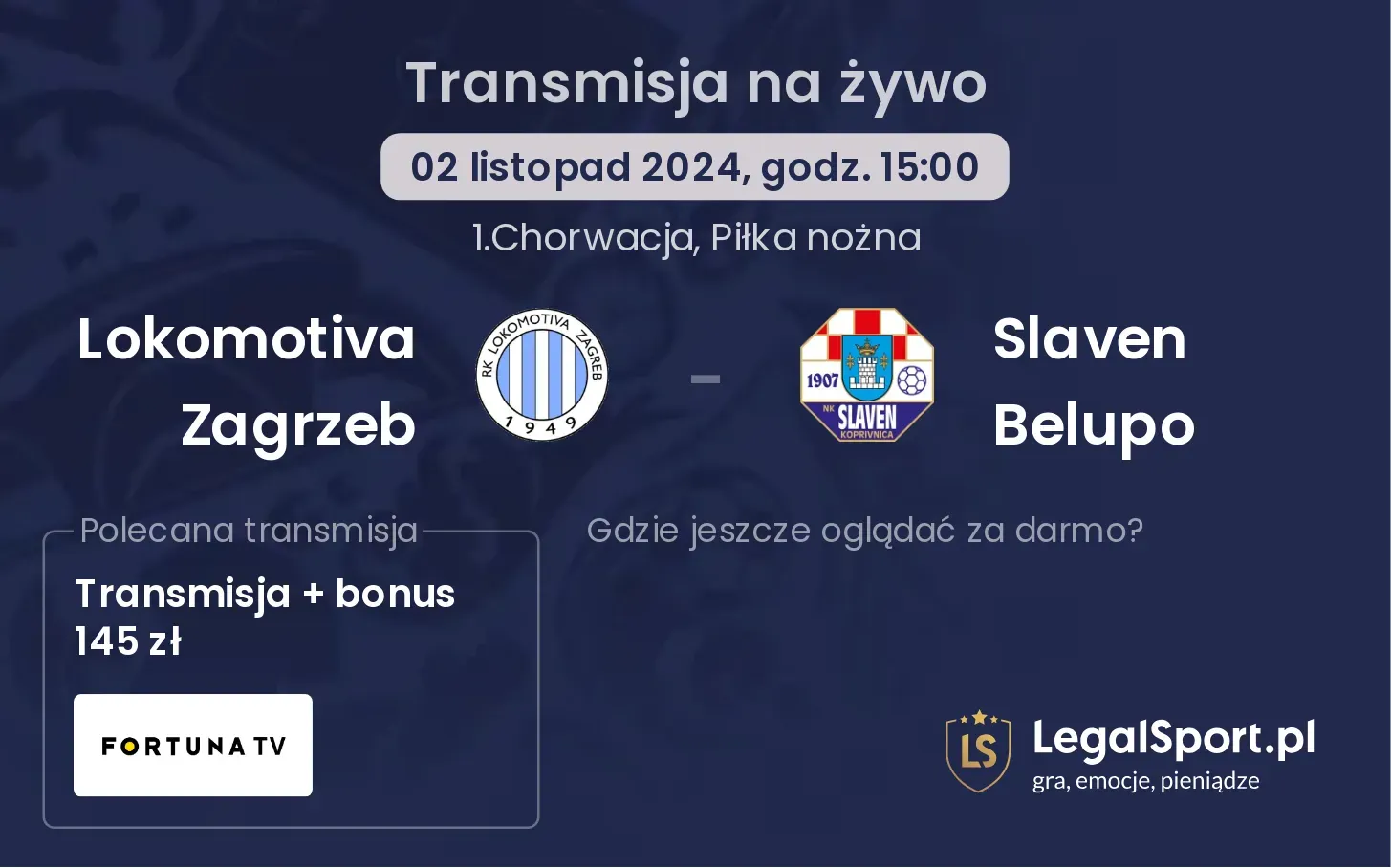 Lokomotiva Zagrzeb - Slaven Belupo transmisja na żywo