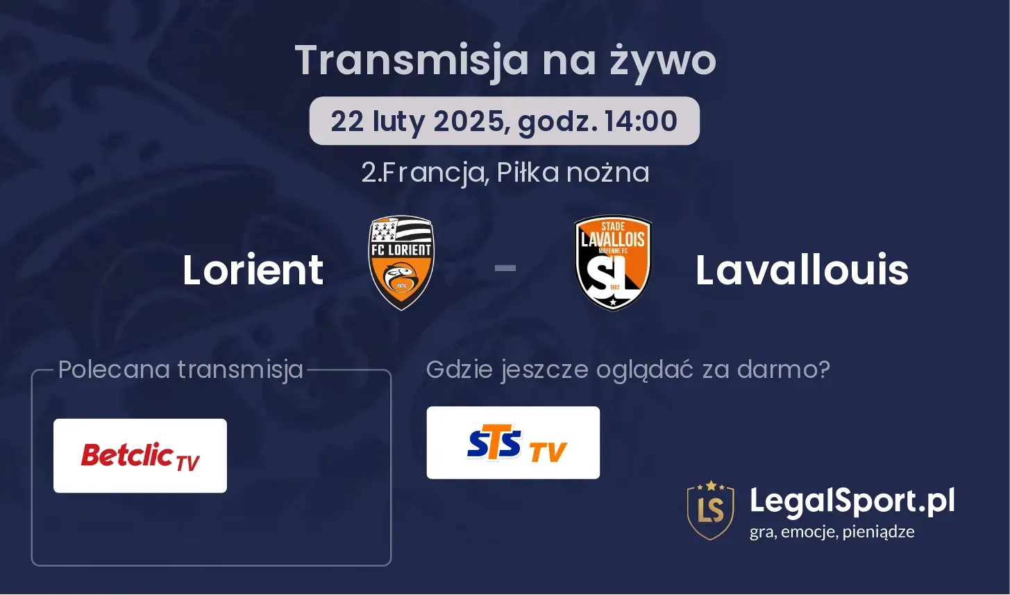 Lorient - Lavallouis gdzie oglądać?