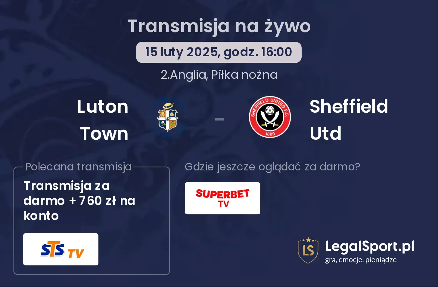 Luton Town - Sheffield Utd transmisja na żywo