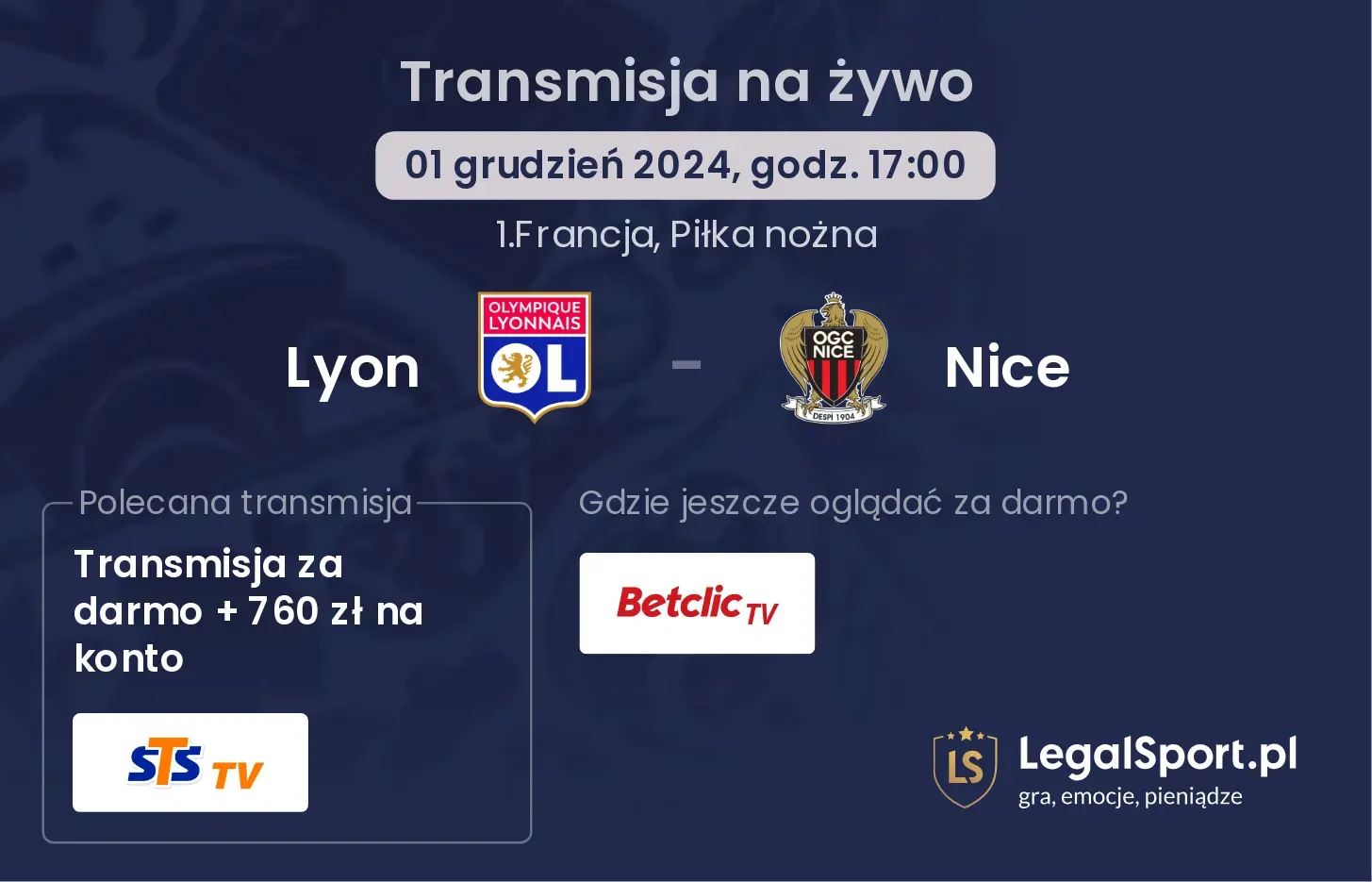 Lyon - Nice transmisja na żywo