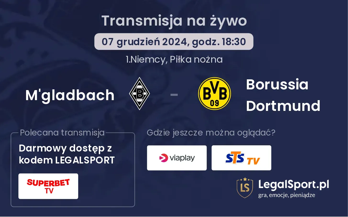 M'gladbach - Borussia Dortmund transmisja na żywo